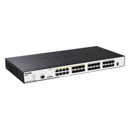 D-Link Switch 24 Port 16 x SFP/Giga ports + phy. Stack ports upto 40Gbps, SDCARD, L2/L3 managed