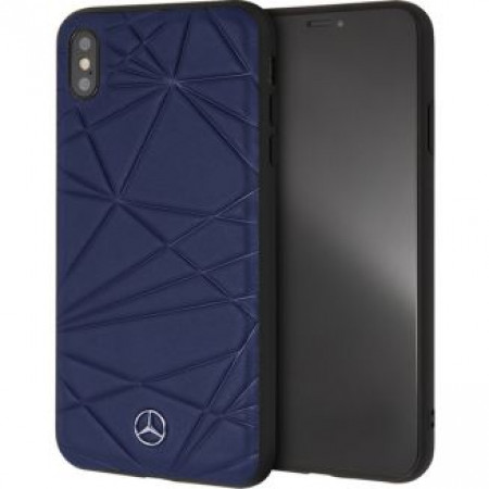 CG Mobile כיסוי קשיח מעור לאייפון X/XS בצבע כחול כהה מרצדס רשמי