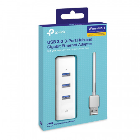 מתאם TP-Link Adapter 2in1 USB3.0 Hub and Gigabit Lan